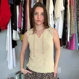 Worthington Crochet Shoulder Knit Tank Top — Medium